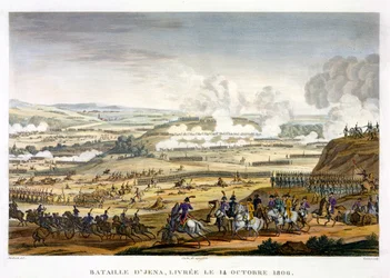 Die Schlacht von Jena, 14. Oktober 1806, graviert von Edme Bovinet (1767-1832)